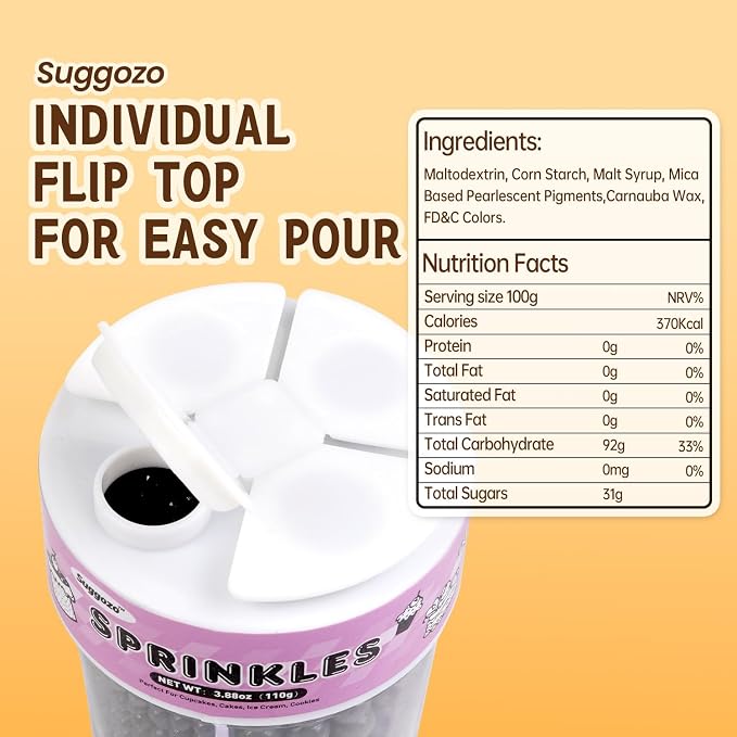 Black Sprinkles for Cake Decorating, 110g/3.88oz Black Pearl Sprinkles 4 Sizes Mix for Cake Cupcake Cookie Baking Donuts Ice Cream Toppings，Wedding Party Halloween Supplies