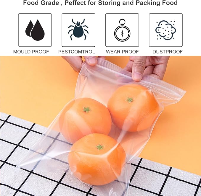 9''x 12'', (Pack of 100) 2 mil Thick Clear Plastic Reclosable Zip Poly Bags with Resealable Lock Seal Zipper for Photo, Jewelry, Bakery, Treats, Travel, Storage, Packaging & Shipping…
