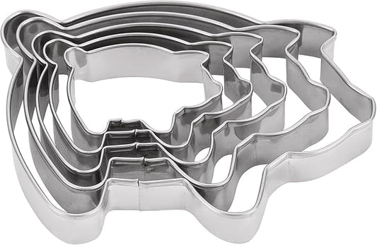 MrCookie Pig Cookie Cutters Set, 5pc Thickened Stainless Steel. | Sturdy food-grade stainless steel.5 sizes: 1.37-4.52in.For cookies,sandwiches,DIY.