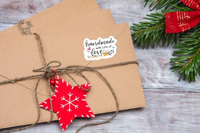 500 PCS Cute Handmade with Lots of Love Thank You Stickers,Funny Small Business Envelopes Stickers for Business Packages Bags, Online Retailers Small Shop Mail Envelopes