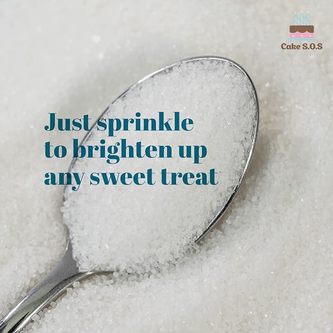 White Sanding Sugar Sprinkles for Baking, 8.8OZ - 249g. Edible Sparkling Sugar Crystals for Cakes, Cupcakes, Cookies, Ice Cream & Desserts, Decorative Sugar for Holiday and Party Treats