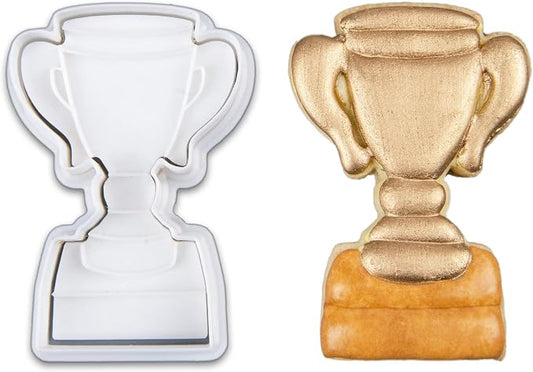Mostop Trophy Cup Cookie Cutter with Stampers, 3D Sports Cookie Cutter Set, Cake Decoration Tools Birthday Party Supplies Favors