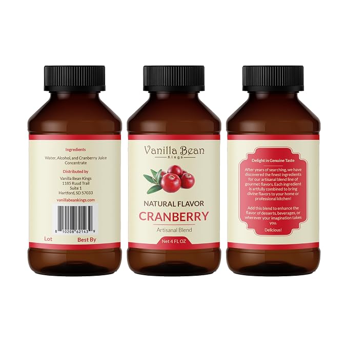 Natural Cranberry Extract for Baking and Flavoring - 4 OZ - Premium Quality Natural Flavors for Baked Goods, Desserts, & Cooking