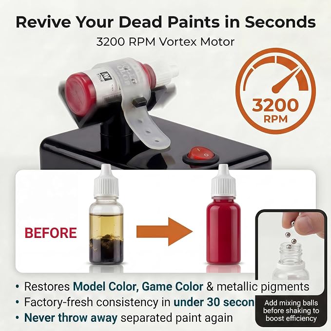Electric Paint Mixer & Nail Polish Shaker - Professional Vortex Shaker Machine for Hobby Model Color, Lash Glue, Tattoo Ink - Continuous Liquid Mixer with Non-Slip Base