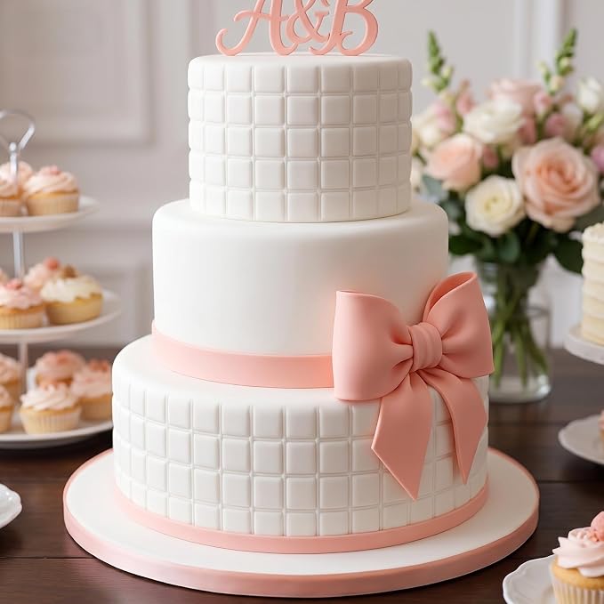 4 Pcs Fondant Impression Mat, Quilted Grid Texture Embossed Fondant Molds for Cupcake, Biscuits, Fondants Cake Decorating, Cake Decoration Tools for Wedding Cupcake Embossing (Clear)