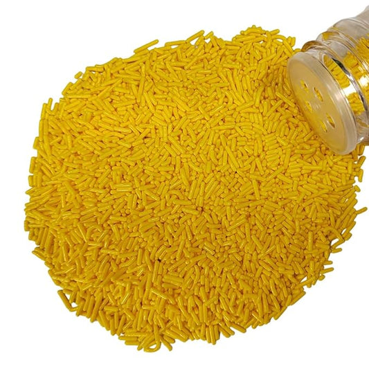 Homankit Yellow Jimmies Sprinkles Edible Sprinkle Candy Soft Jimmies Toppings for Ice Cream, Cupcake, Cake, Cookie, Dessert Decorating 2.75 Ounces