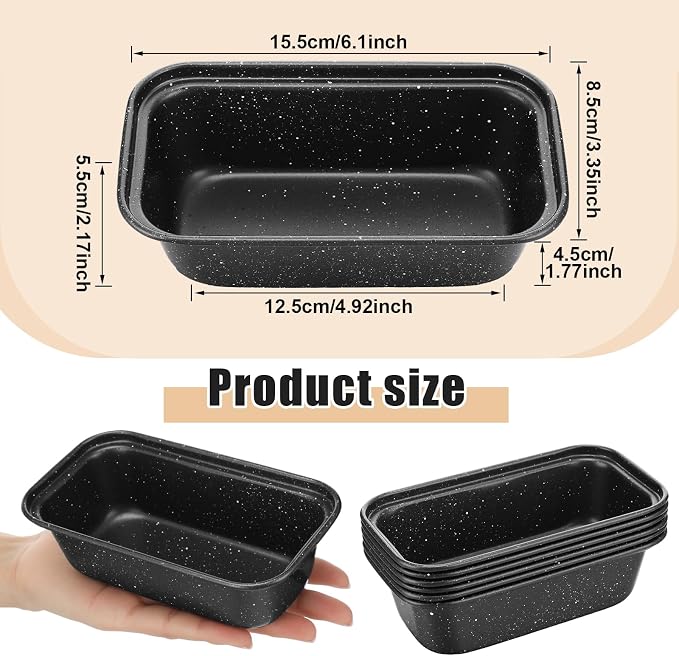Uiifan 12 Pcs Mini Loaf Pan for Baking Bread Non Stick Small Banana Bread Tins Mini Loaf Pans for Nonstick Tiny Meatloaf Pan Carbon Steel for Oven and Baking (6 * 3.3 * 2inch,Gray with Dots)