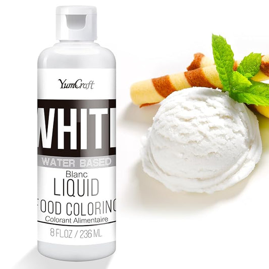 Food Coloring Liquid - Vibrant Color Food Coloring for Cake Decorating, Baking, Easter Egg, Icing - Tasteless Food Color Dye for Fondant, Cooking, Airbrush (White, 8 Fl.oz)