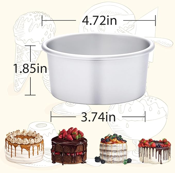 4 Inch Aluminum Round Cake Pan, 8 Pieces Non-stick Mini Cake Baking Pan - Layer Baking Round Cake Pans Set for Home Kitchen DIY Baking Tools Supplies