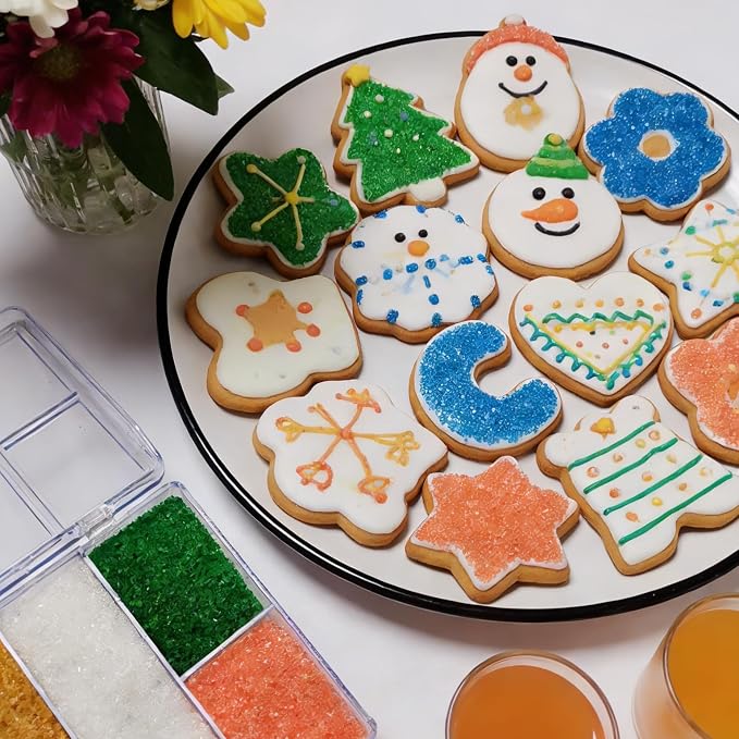 HeDeon&Rles White Gold Blue Green Orange Sanding Sugar Crystals Sparkling Sugar Crystals for Baking Icing Cookie Pancake Cake Toppers Halloween Christmas New Year Supplies