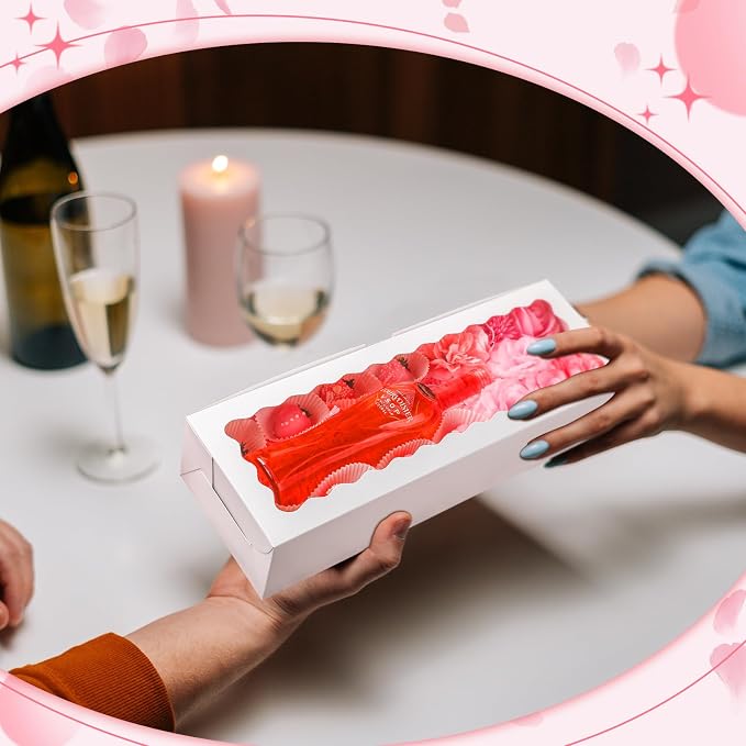 20 Pack Mother's Day Rose and Wine Box for Gifts 20" X 7" X 4" Cookie Bakery Boxes With Window Rectangle Extra Large Treat Boxes for Strawberries Chocolate Cake