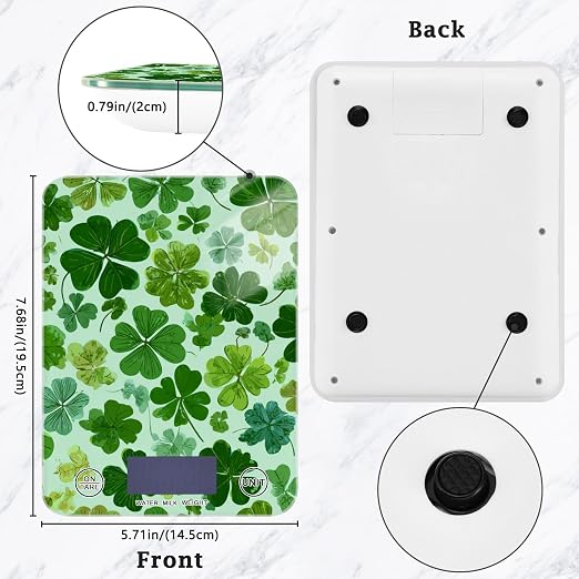 Food Scale Kitchen Scale Food Weight Scales Digital Weight Grams and Ounces Small Electronic Food Scale for Baking Cooking Green Nature St Patrick Clovers