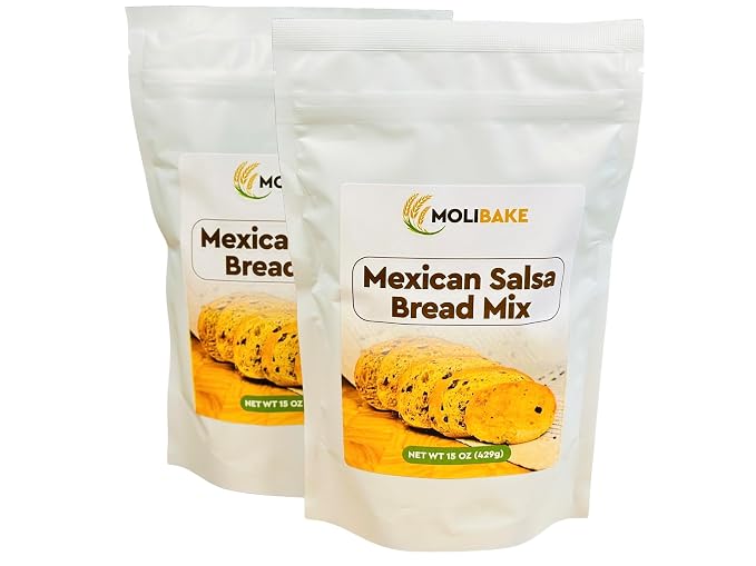 Molibake Mexican Salsa Bread Mix – Pack of 2 – Premium Artisan Bread Mix for Bread Machine and Oven – 15 oz – All-Natural Gourmet Blend with Tomato, Jalapeño, Bell Pepper, Onion, Garlic & Cilantro – Easy-to-Use Bread Maker Mix for Homemade Baking