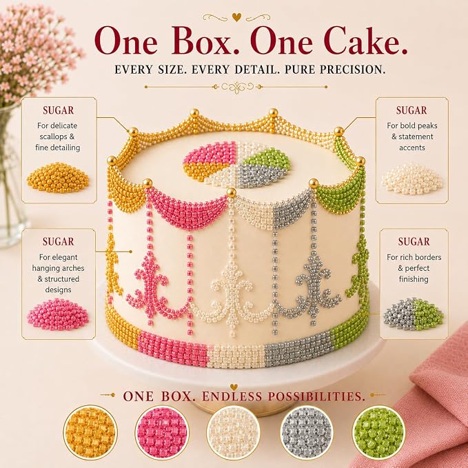Confect Sprinkle Mix – 5-Pack Assorted Edible Sugar Tropical Summer Sparkling Sugar Crystals in Gold, Bright Pink, Silver, Parrot Green & White – Decorative Toppings for Cakes, Cupcakes & Cookies –Vegan, Gluten-Free, Nut-Free, Soy-Free, Dairy-Free, Pal...
