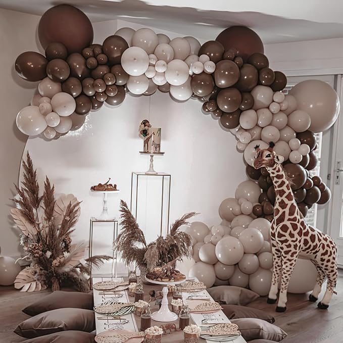 PartyWoo Dark Brown Balloons 100pcs Different Sizes of 18 12 10 5 Inch Boho Coffee Neutral Fall Balloon Arch Kit for Bachelorette Baby Shower Anniversary Birthday Party Decorations Brown-F20