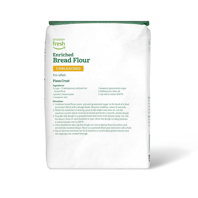 Amazon Fresh, Enriched Bread Flour, Unbleached, 5 Lb (Pack of 2)