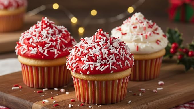 NCS Red & White Jimmies Edible Sprinkles – Cupcake, Cake & Cookie Decorations, 7 oz