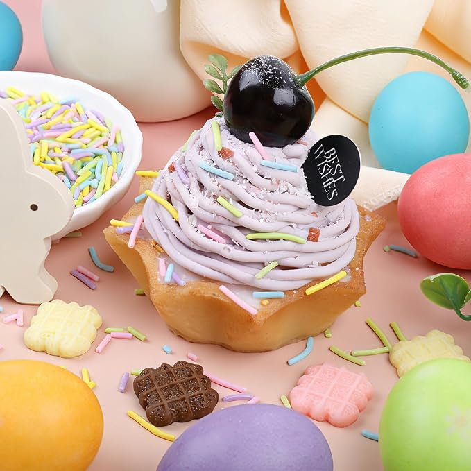 Easter Jimmies Sprinkles, Edible Pastel Sprinkles for Baking Topping, Cupcakes, Cookies, Ice Cream & Cake Decorating, Spring Baby Shower Birthday Party Supplies