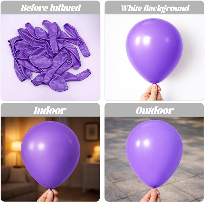 Voircoloria Purple Balloons, 66pack 12inch Purple Latex Party Balloons for Halloween, Graduation, Wedding, Birthday, Baby Shower, Anniversary, Valentine's Day Party Decorations