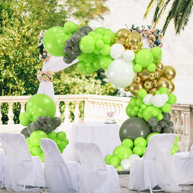 104pcs Lime Green Balloons Different Sizes Pack -18/12/10/5 Inch Bright Neon Green Balloon Garland Arch for Baby Shower, Gender Reveal, Christmas, Dinosaur Jungle Theme Birthday Party