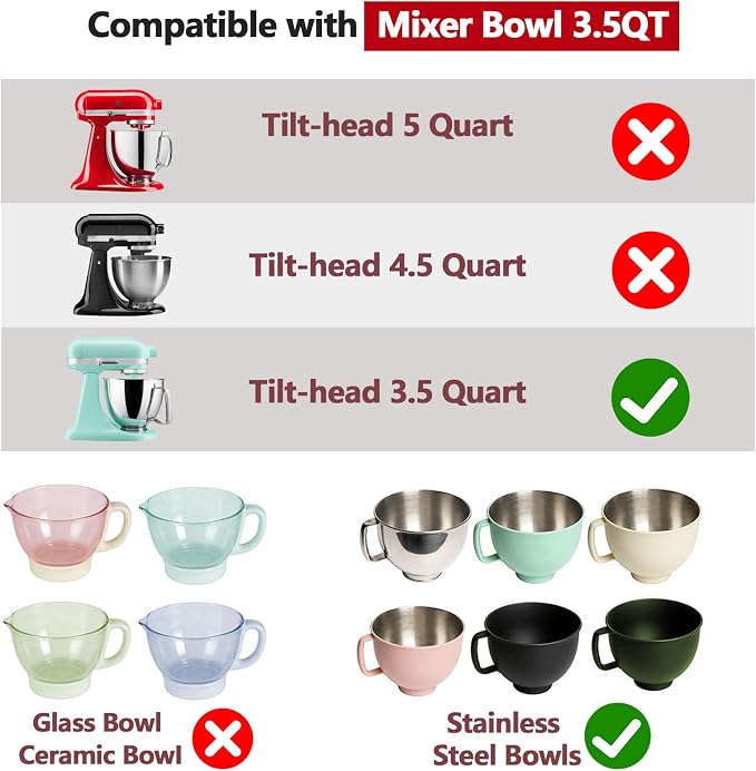 Foldable Silicone Bowl Liners for KitchenAid Mixer 3.5QT, Collapsible Kitchen Aid Bowl Insert with Airtight Lids, Thick Heat/Cold Resistant Silicone Mixing Bowl Liners, 3 Pack