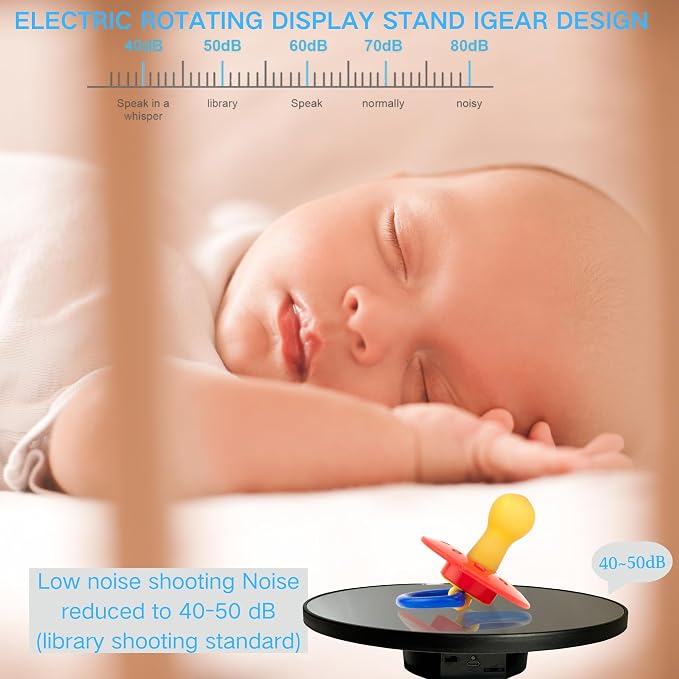 JAYEGT Motorized Rotating Display Stand, 10inch /11Lbs Load ,Mirror Cover ，360 Degree Electric Rotating Turntable ,Cup Display Turner Stand,Photography Products, Jewelry ,Tumbler -Black
