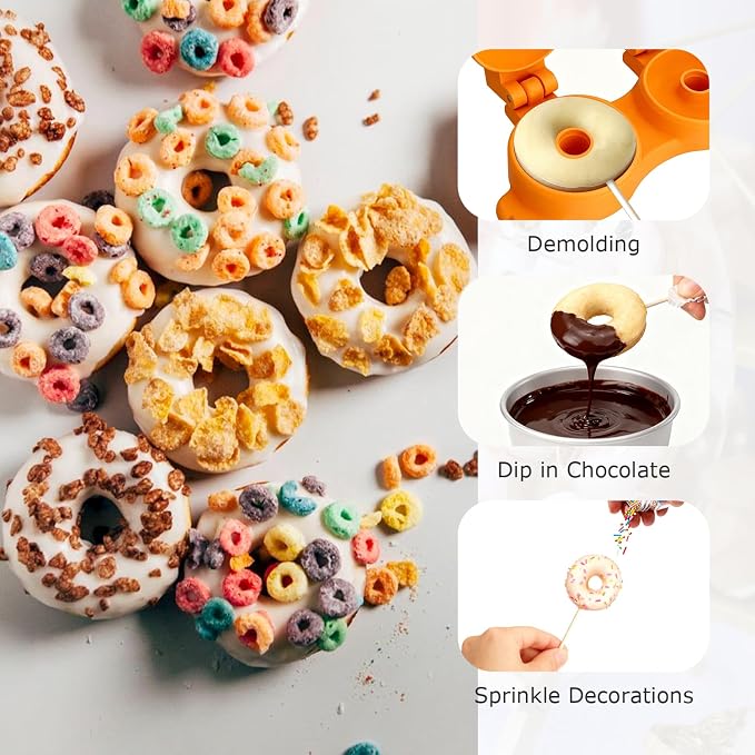Cake Pop Mold 2-in-1 Set, 3D Sphere & Circle Maker with Cutter and Pusher, for Home Baking, Birthday Parties, Wedding Desserts (Donut)