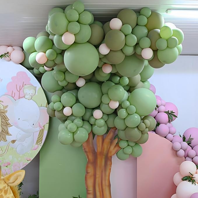 Voircoloria 110pcs Sage Green Balloons 12inch Olive Green Latex Party Balloons for Graduation, Wedding, Birthday, Bridal Shower, Baby Shower, Anniversary Party Decorations