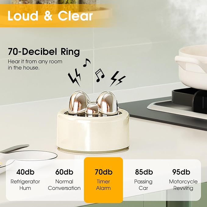 AURDWALL Magnetic Timer for Kitchen - Premium Metal Case Cute Bow Wind Up 55 Minutes Manual Countdown Timer for Kids, Classroom, Home, Study and Cooking (White)