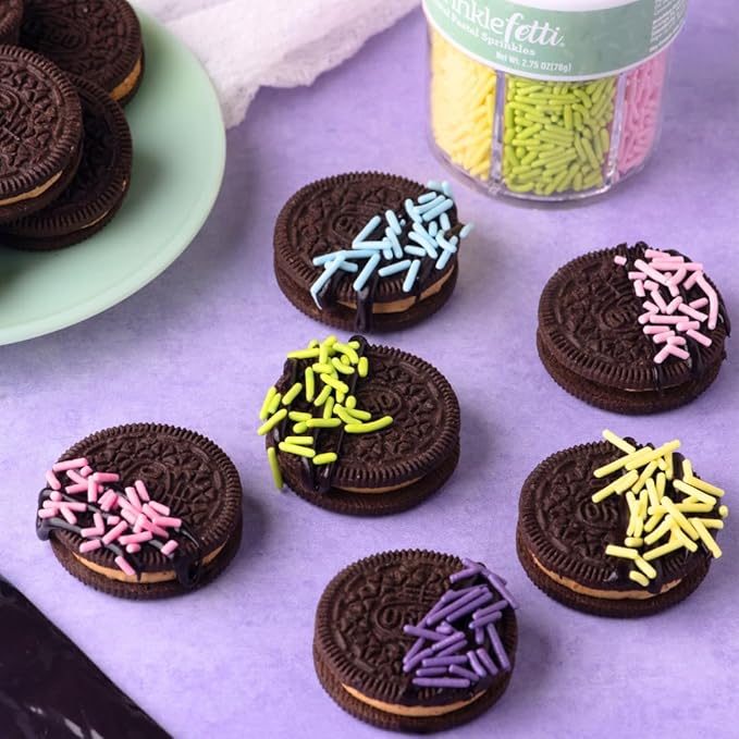 Sweets Indeed Sprinkles 6 Cell Edible Sprinkle Mix Jimmies Perfect for Cake Decorations Baking Ice Cream Cookies Cupcake Topper (Pastel Jimmies)