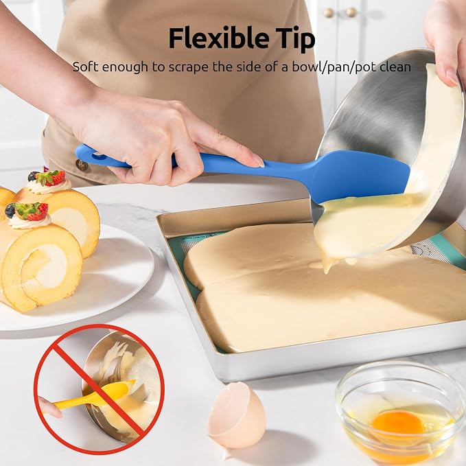 U-Taste Silicone Spoon Spatula Set, 600ºF High Heat Resistant Food Grade Flexible Rubber Scraper, Cooking Mixing Baking Kitchen Utensils Set of 3 (Multicolors)