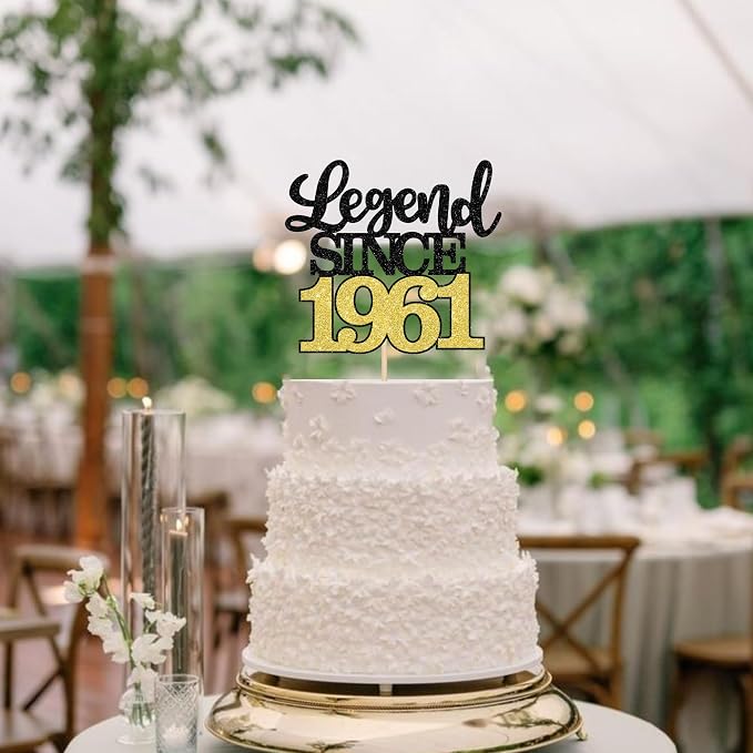 1 PCS Legend Since 1961 Cake Topper Black Gold Glitter Sixty Five Happy 65th Birthday Cake Pick Hello 65 Cheers to 65 Years Cake Decoration for 65th Birthday Anniversary Party Decorations Supplies