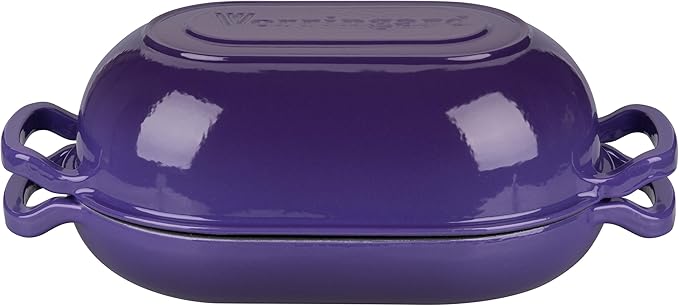 VORRINGARD Enameled Cast Iron Sourdough Bread Oven, Dutch Oven, Loaf Cast Iron Bread Pan for Homemade Bread Baking, Meatloaf Pan with Lid, 5QT, Purple