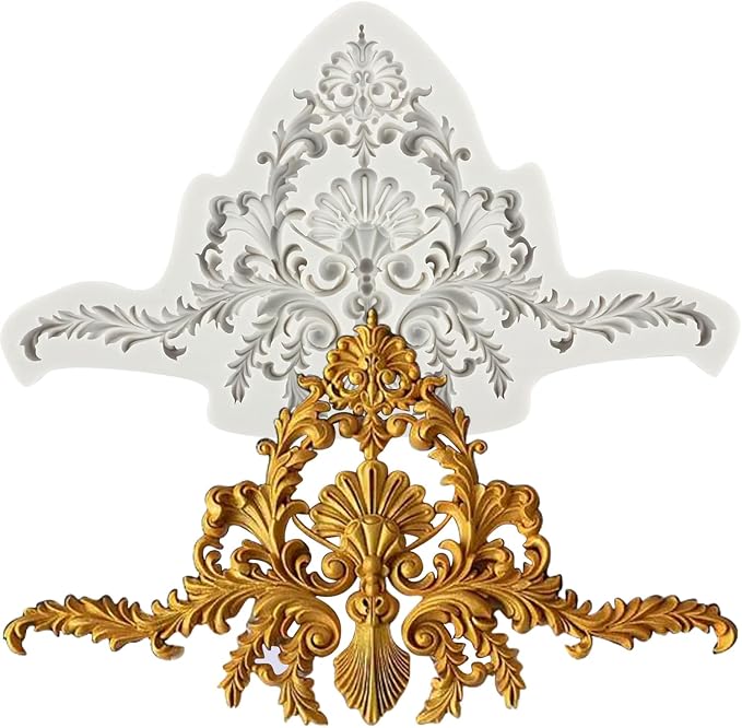 Baroque Style Fondant Mold Scroll Border Lace Silicone Molds Relief Flower Mold For Sugar Cake Decorating Cupcake Topper Gum Paste Polymer Clay
