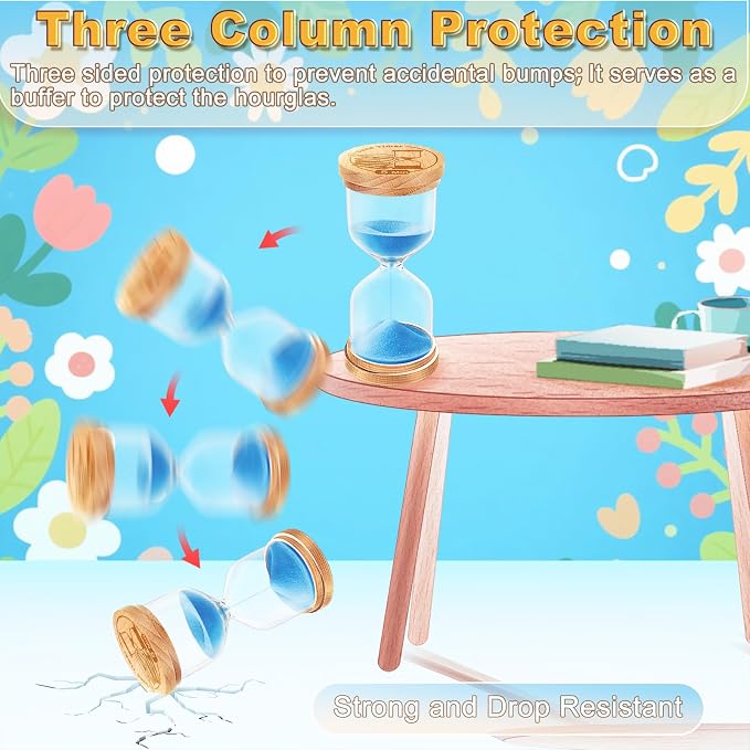 CNCJ Wooden Hourglass Sand Timer, 3 Minute Blue Sand Watch Reloj De Arena for Desk Decor Kitchen Classroom Office Study Home Decoration