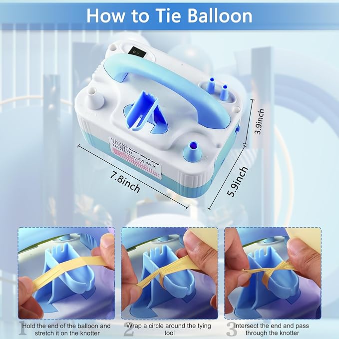 Balloon Pump Electric,110V 600W Balloon Blower Inflator Dual Nozzle Air Pump Balloons Inflator for Decoration, Party, Sport,Gifts:2 Balloon Tying Tools