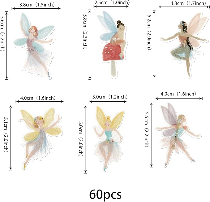 Rsstarxi 56 Pack Fairy Theme Edible Cupcake Toppers Rice Paper Flower Fairy Cupcake Picks for Baby Shower Wedding Kids Girls Birthday Party Cake Decorations Supplies