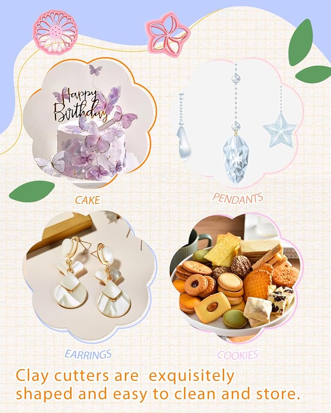 UCEC Spring Floral Polymer Clay Cutters, Clay Cutter for Polymer Clay Jewelry & Earring, Floral Shapes for Pendants Cookies & DIY Gifts Projects - 9 Pcs