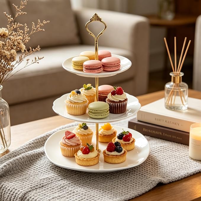 QTLCOHD 15 Sets 3 Tiered Cake Stand Hardware Kit, Zinc-Alloy, Gold Crown | Heavy Duty 3 Tier Cake Plate Handle Fitting Hardware Rod for Dessert Serving Trays Cupcake Fruit Holder