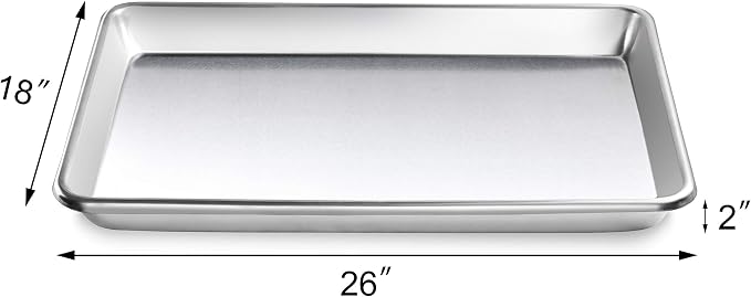 New Star Foodservice Commercial-Grade 12-Gauge Aluminum Open Bead Sheet Pan/Bun Pan, 18" L x 26" W x 2" H (Full Size)