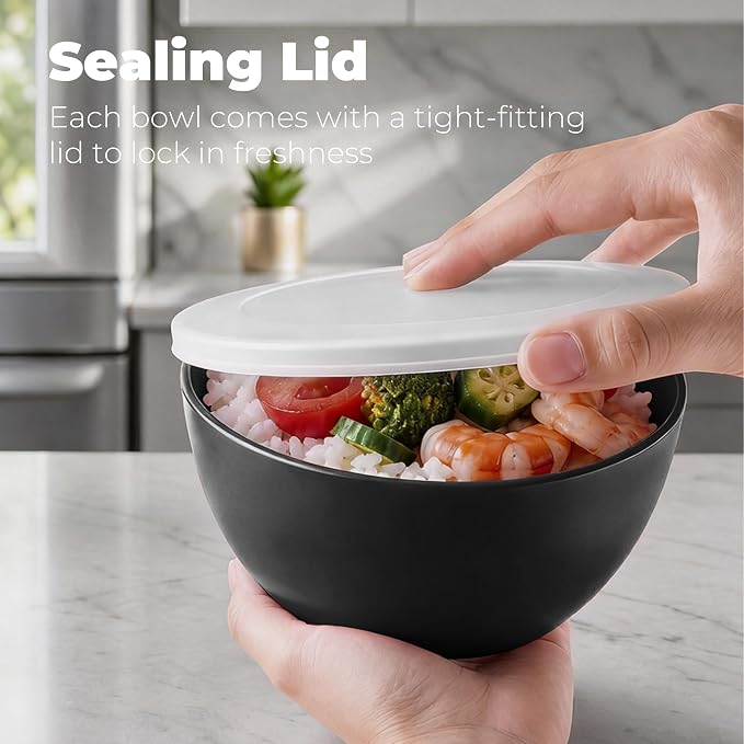 ZHANG XIAO QUAN SINCE 1628 Food Storage Containers Set of 4, PP5 Plastic Fresh-Keeping Container BPA Free, Airtight Lids, Microwave and Freezer Safe, BLACK