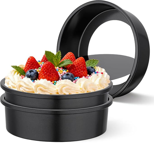 Beasea Round Cake Pans, 3 Pack 8 Inch Carbon Steel Round Cake Pan with Removable Bottom, Nonstick Baking Mold Tin for Cheesecake