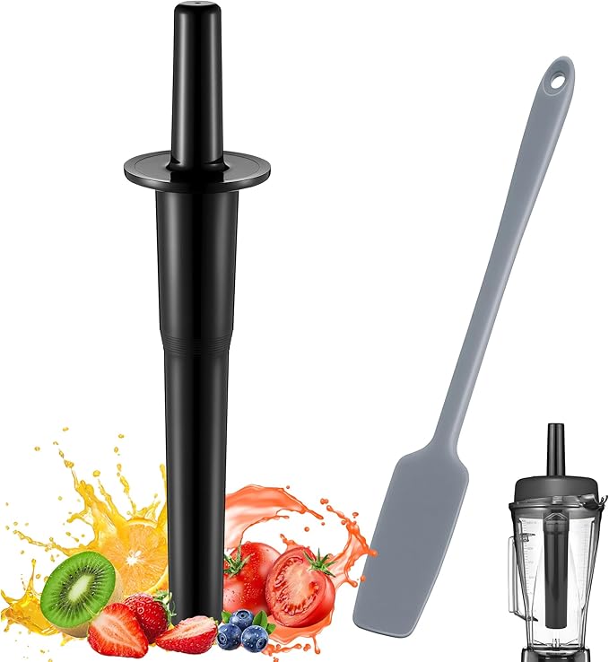 Replacement Blender Tamper Tool Compatible with Classic Standard 64oz Containers, Durable Plunger Tamper & Silicone Blender Spatula with Ergonomic Design