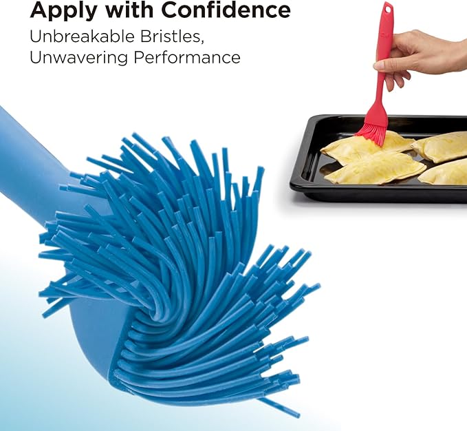Kitchen Mama WaltzGrip Platinum Silicone Basting Pastry Brush, Blue | Set of 2, Heat-Resistant, Dishwasher-Safe, For Cooking, Baking, Grilling, Barbecue