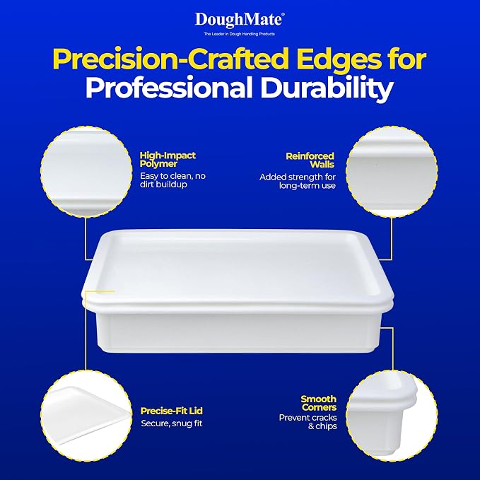 DoughMate® 1 Pizza Dough Proofing Tray with 1 Lid - Holds 6 Dough Balls - Easy to Clean, Durable - NSF® Certified, Made in USA