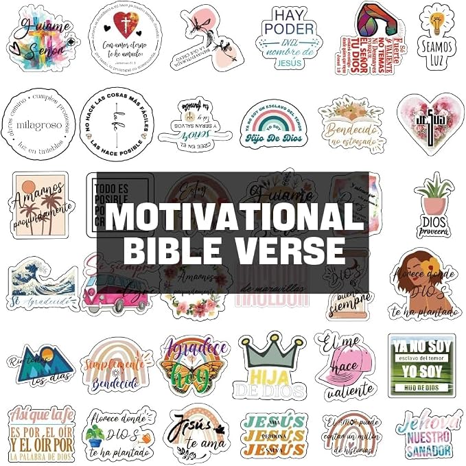 Spanish Christian Stickers - Pegatinas Cristianas con Versículos Bíblicos for Water Bottles, Bible Journaling & Laptop - Religious Faith Gifts for Women Men & Teens