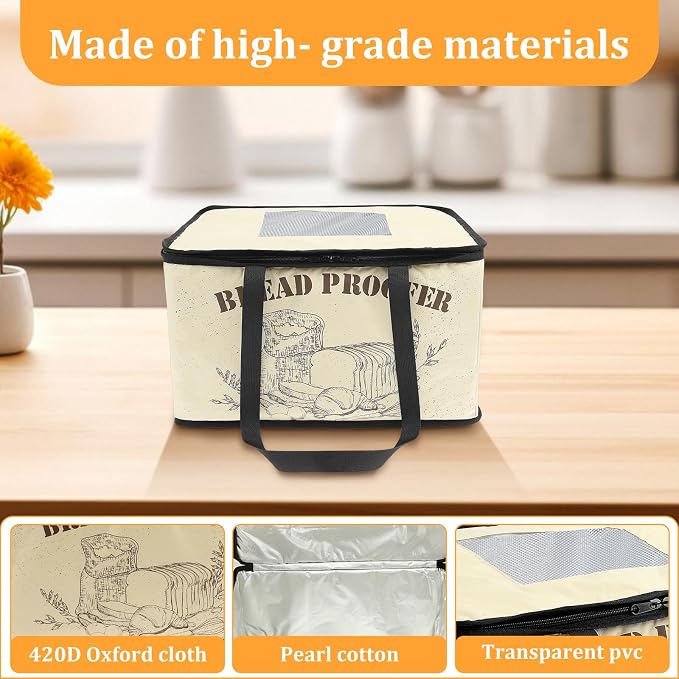 Folding Bread Proofing Box, Bread Proofer with 50-113℉ Temp Control and Timer, Dough Proofing Box with NTC Temperature Probe, Dough Proofer for Sourdough, Breads Baking, Pizza, Yogurt