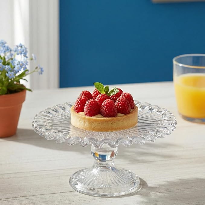 Abbott Collection Mini Cake Pedestal | For Cakes & Desserts, Glass, Clear, 7"D