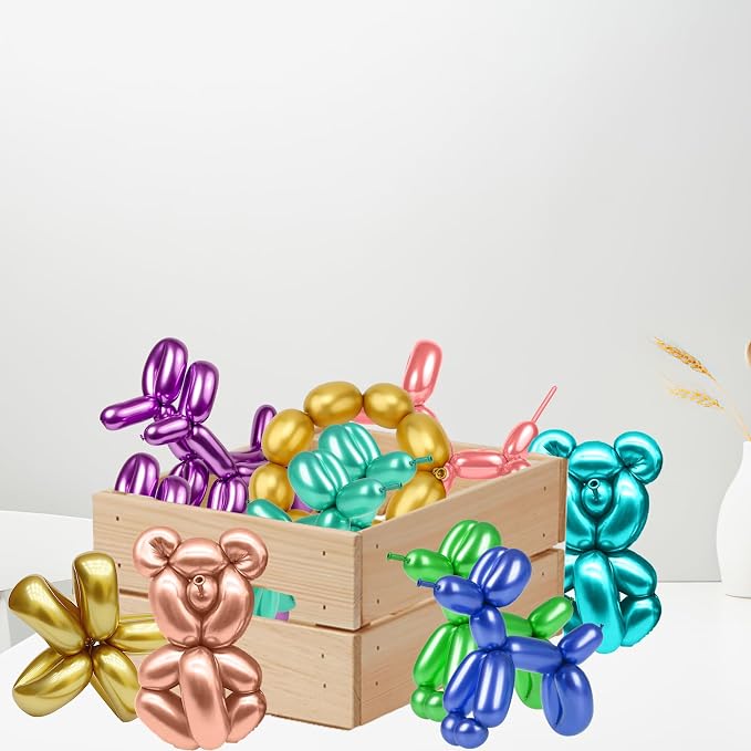 Metallic 260 Balloons - Long Balloons for Arch & Animals, Mix Colors, Kit Includes 50pcs