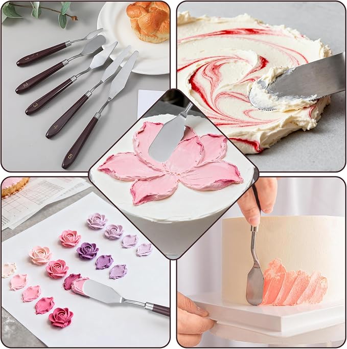 5 Pcs Frosting Spatula, Cake Frosting Spatula Dual-use Pallet Knife Painting Knife for Baking Pastry Tool Cake Fondant Chocolate，Art Painting Art Acrylic Draw Color Mixing Supplies
